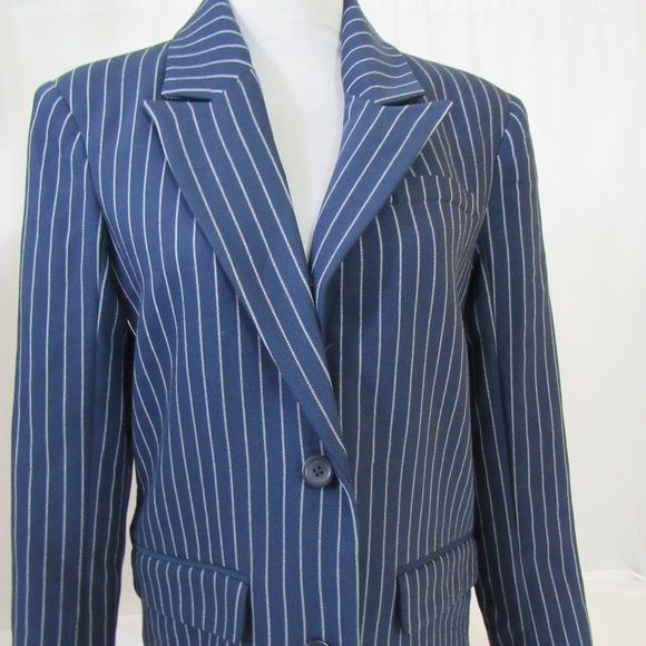 Abercrombie & Fitch A&F Two Button Blue Pinstripe Boyfriend Blazer - Picture 1 of 9